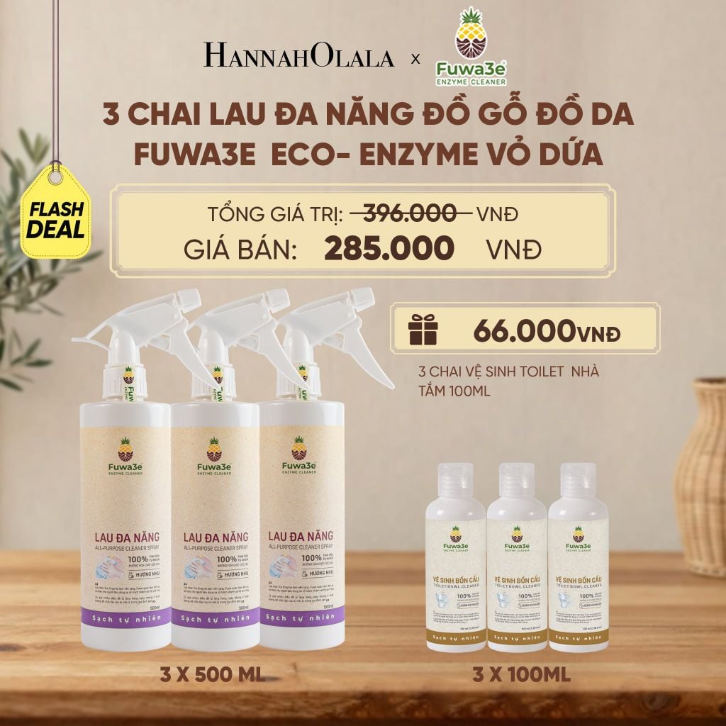  COMBO 3 LAU ĐA NĂNG BẾP ĐỒ GỖ ĐỒ DA FUWA3E ECO- ENZYME VỎ DỨA - DEAL 17 - D190 