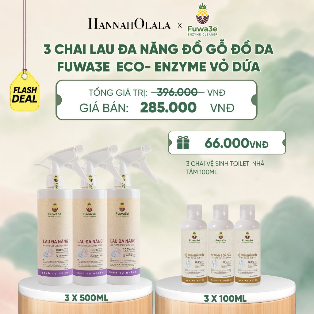  COMBO 3 LAU ĐA NĂNG BẾP ĐỒ GỖ ĐỒ DA FUWA3E ECO- ENZYME VỎ DỨA - DEAL 17 - A1945 