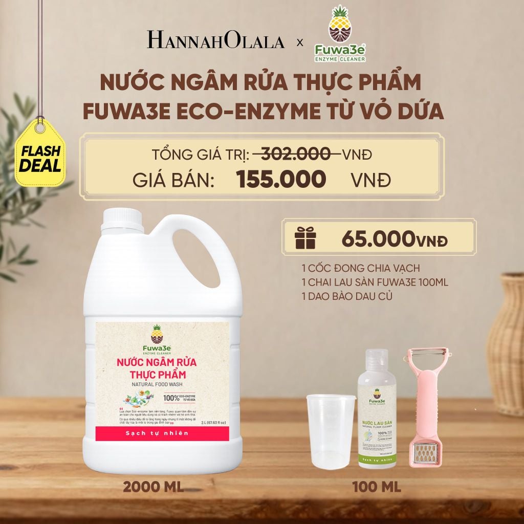  NƯỚC NGÂM RỬA THỰC PHẨM FUWA3E LÀM SẠCH RAU CỦ QUẢ, KHỬ MÙI CÁ THỊT 2L - DEAL 18 - D191 