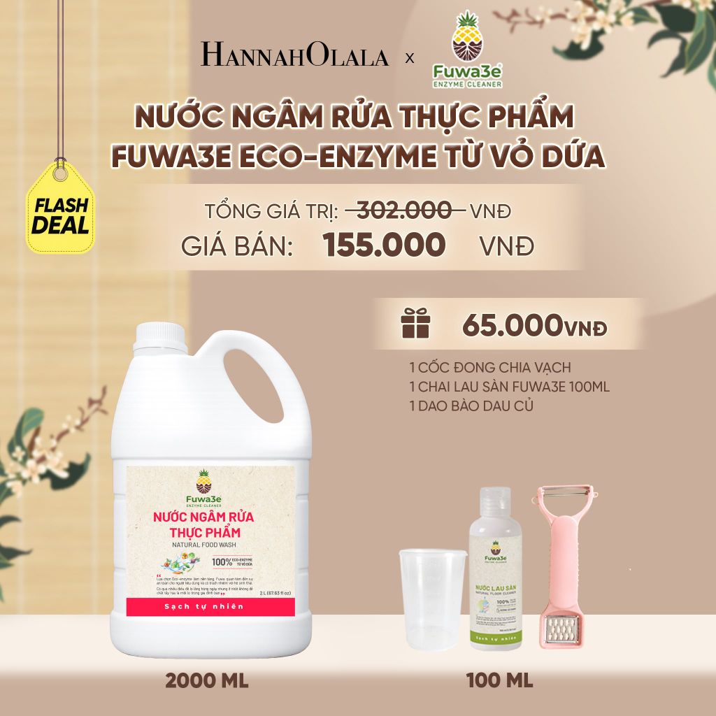  NƯỚC NGÂM RỬA THỰC PHẨM FUWA3E LÀM SẠCH RAU CỦ QUẢ, KHỬ MÙI CÁ THỊT 2L - DEAL 18 - A2169 