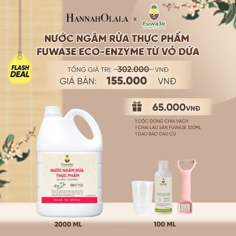  NƯỚC NGÂM RỬA THỰC PHẨM FUWA3E LÀM SẠCH RAU CỦ QUẢ, KHỬ MÙI CÁ THỊT 2L - DEAL 18 - A2169 