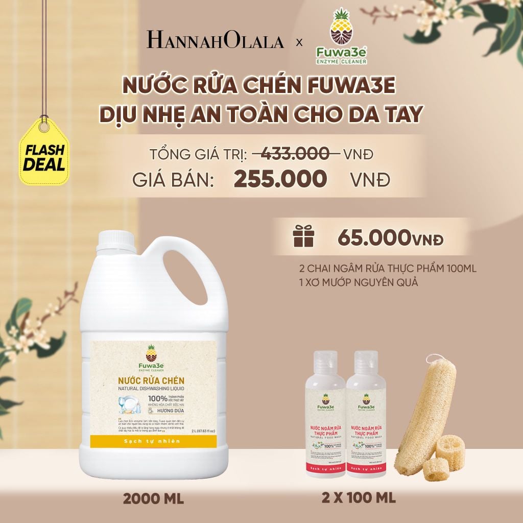  NƯỚC RỬA CHÉN FUWA3E ECO-ENZYME VỎ DỨA AN TOÀN CHO DA TAY 2L - DEAL 19 - A2170 
