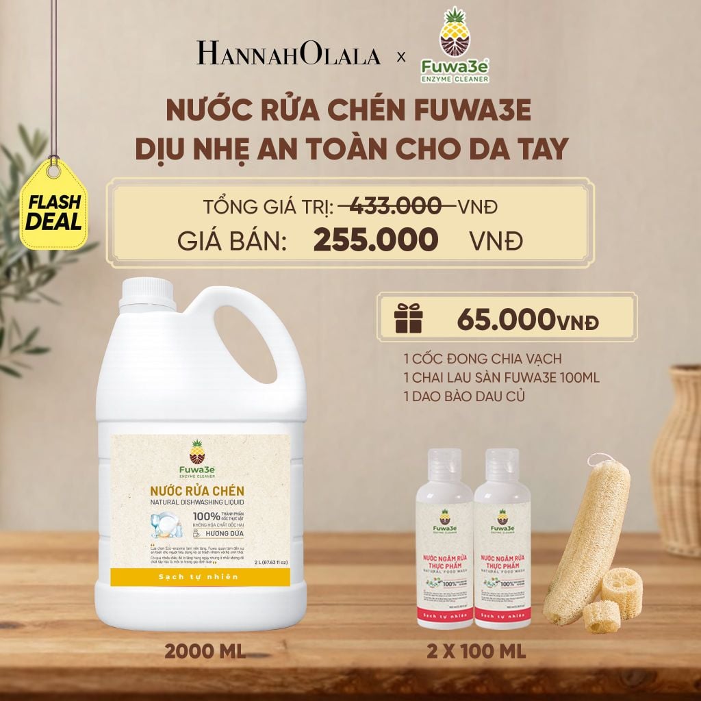  NƯỚC RỬA CHÉN FUWA3E ECO- ENZYME VỎ DỨA AN TOÀN CHO DA TAY 2L - DEAL 19 - D192 