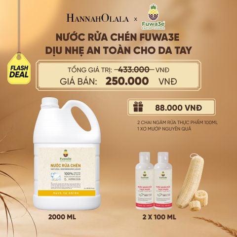  NƯỚC RỬA CHÉN FUWA3E ECO-ENZYME VỎ DỨA AN TOÀN CHO DA TAY 2L - DEAL 19 - E40 