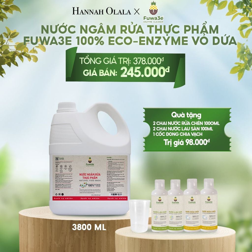  E6_DEAL 1: NƯỚC NGÂM RỬA THỰC PHẨM FUWA3E LÀM SẠCH RAU CỦ QUẢ, KHỬ MÙI CÁ THỊT 3.8L 