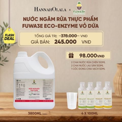  NƯỚC NGÂM RỬA THỰC PHẨM FUWA3E LÀM SẠCH RAU CỦ QUẢ, KHỬ MÙI CÁ THỊT 3.8L - DEAL 1 - D182 
