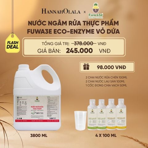  NƯỚC NGÂM RỬA THỰC PHẨM FUWA3E LÀM SẠCH RAU CỦ QUẢ, KHỬ MÙI CÁ THỊT 3.8L - DEAL 1 - E22 
