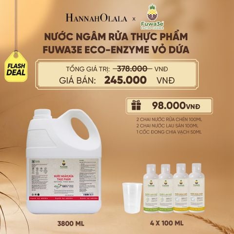  NƯỚC NGÂM RỬA THỰC PHẨM FUWA3E LÀM SẠCH RAU CỦ QUẢ, KHỬ MÙI CÁ THỊT 3.8L - DEAL 1 - E19 
