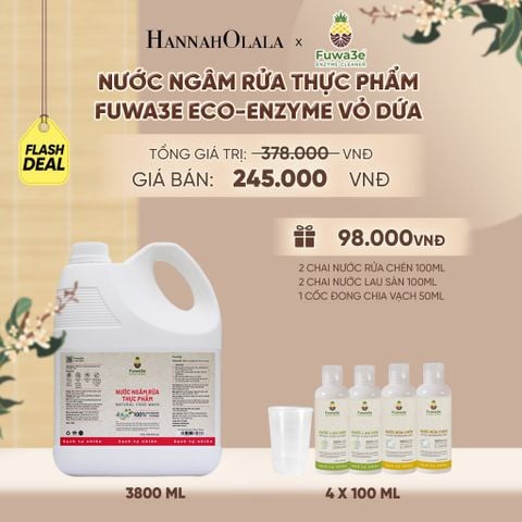  NƯỚC NGÂM RỬA THỰC PHẨM FUWA3E LÀM SẠCH RAU CỦ QUẢ, KHỬ MÙI CÁ THỊT 3.8L - DEAL 1 - A2160 