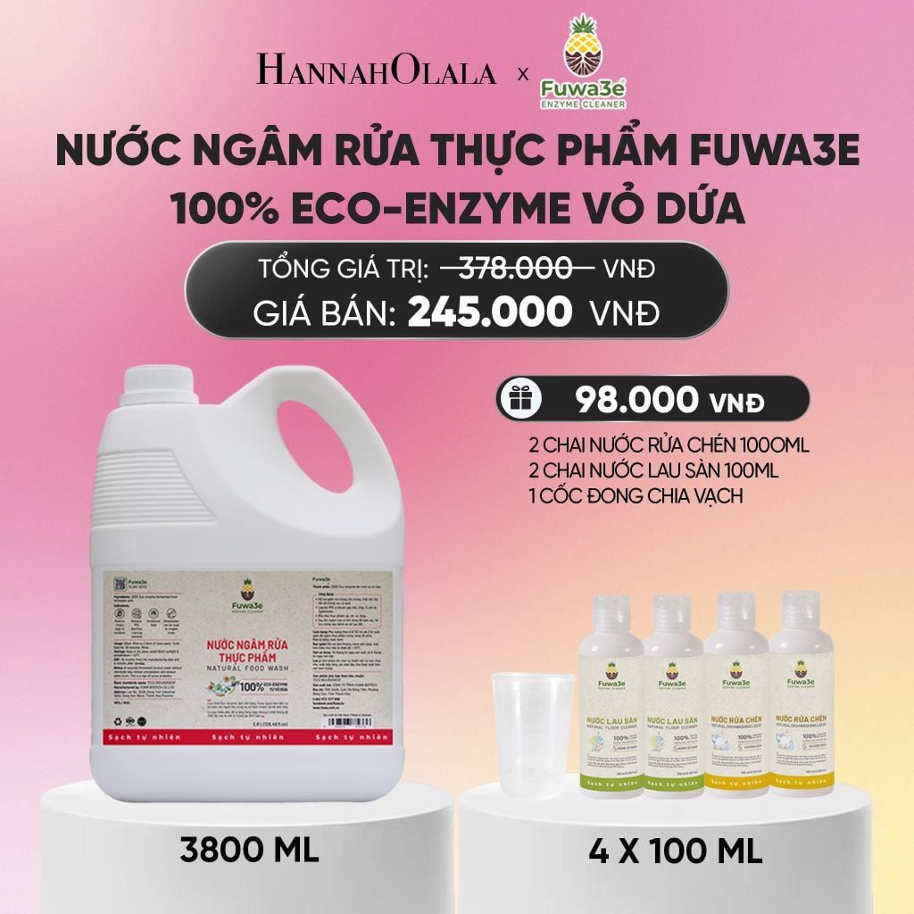  NƯỚC NGÂM RỬA THỰC PHẨM FUWA3E LÀM SẠCH RAU CỦ QUẢ KHỬ MÙI CÁ THỊT 3.8L - DEAL 1_A1524 