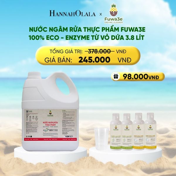  NƯỚC NGÂM RỬA THỰC PHẨM FUWA3E LÀM SẠCH RAU CỦ QUẢ, KHỬ MÙI CÁ THỊT 3.8L 