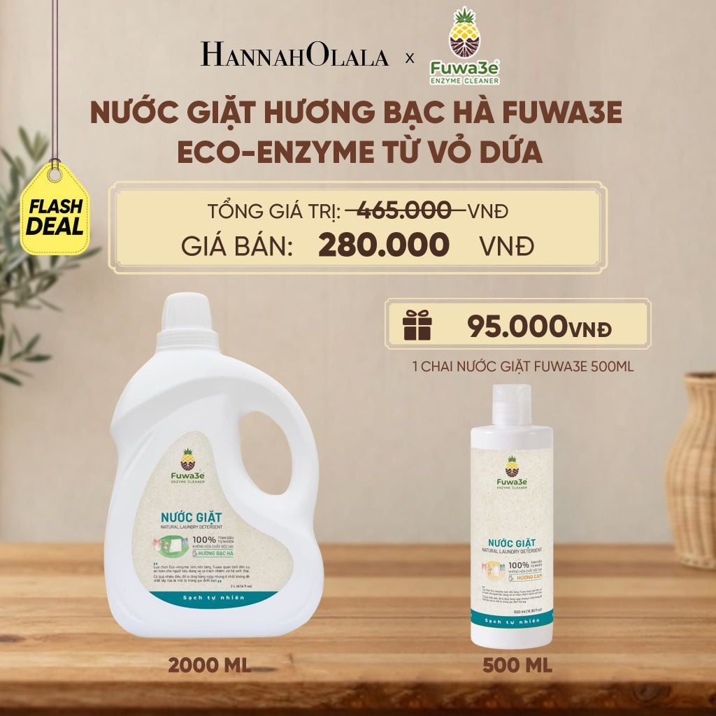 NƯỚC GIẶT BẠC HÀ FUWA3E ECO- ENZYME VỎ DỨA 2 LÍT - DEAL 20 - D194 