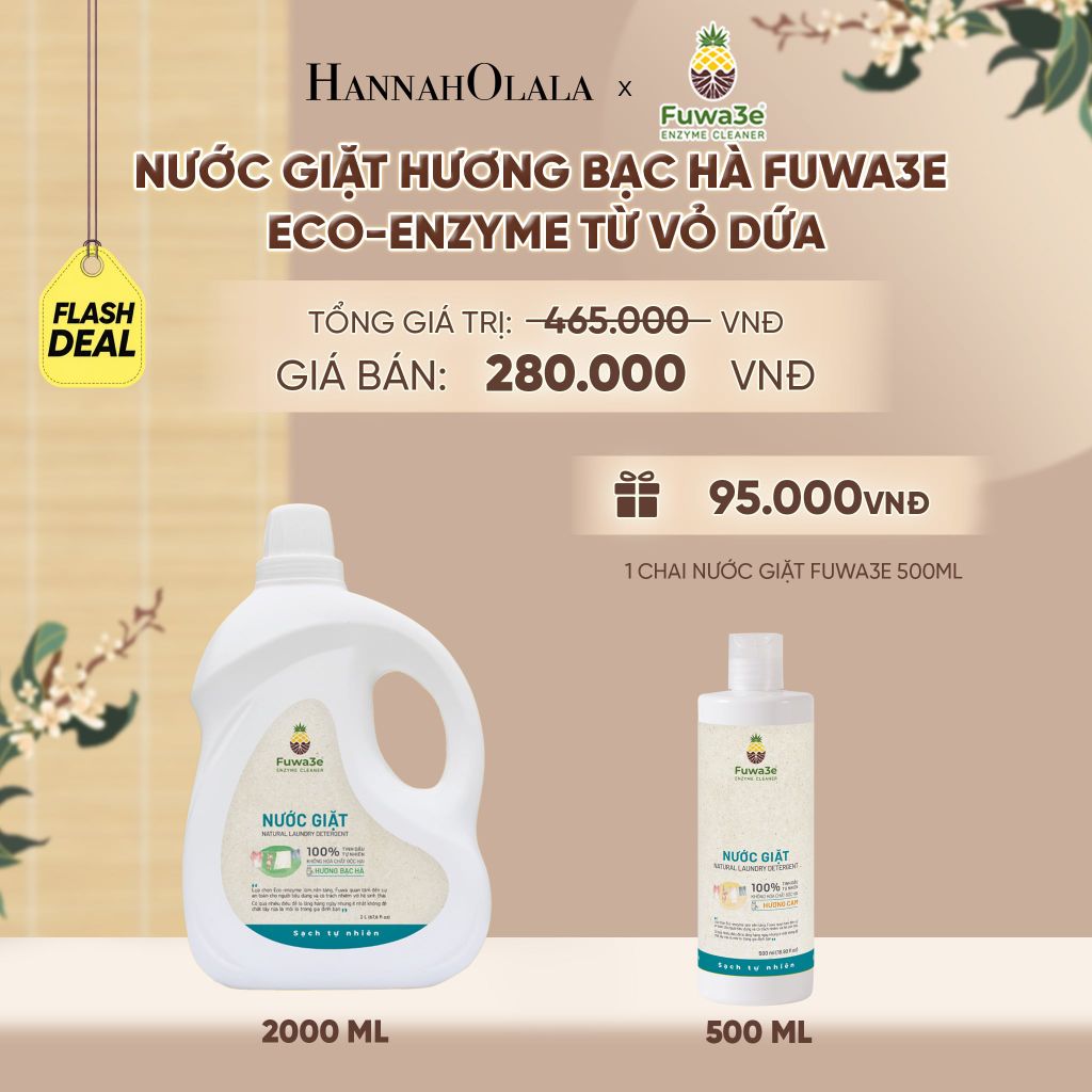  NƯỚC GIẶT BẠC HÀ FUWA3E ECO-ENZYME VỎ DỨA 2 LÍT - DEAL 20 - A2172 