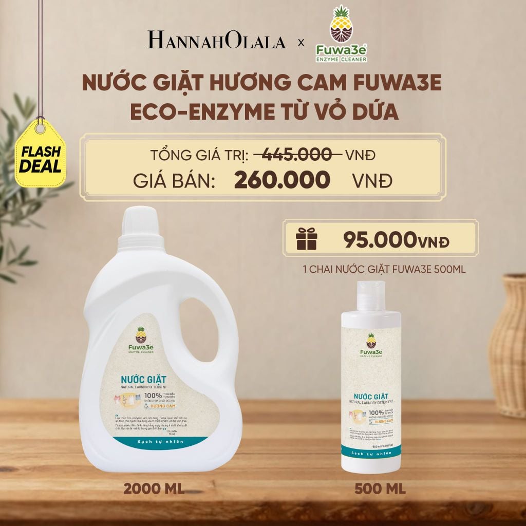  NƯỚC GIẶT CAM FUWA3E ECO- ENZYME VỎ DỨA 2 LÍT - DEAL 21 - D195 
