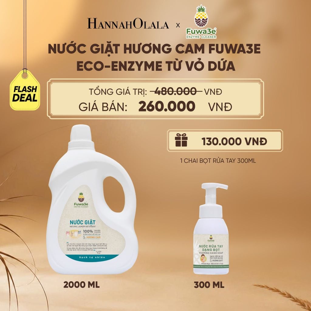  NƯỚC GIẶT CAM FUWA3E ECO-ENZYME VỎ DỨA 2 LÍT - DEAL 21 - E42 