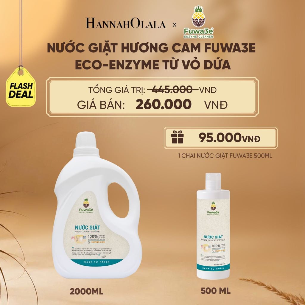  NƯỚC GIẶT CAM FUWA3E ECO-ENZYME VỎ DỨA 2 LÍT - DEAL 21 - E32 