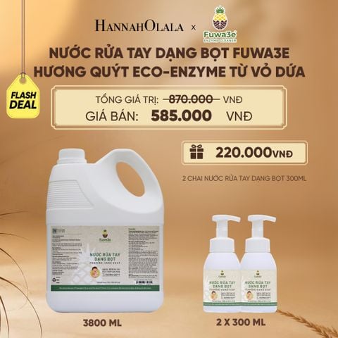  NƯỚC RỬA TAY FUWA3E ECO-ENZYME VỎ DỨA 3L8 - DEAL 22 - E33 