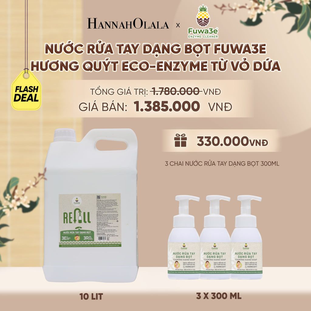  NƯỚC RỬA TAY FUWA3E ECO-ENZYME VỎ DỨA REFILL 10 LÍT - DEAL 23 - A2175 
