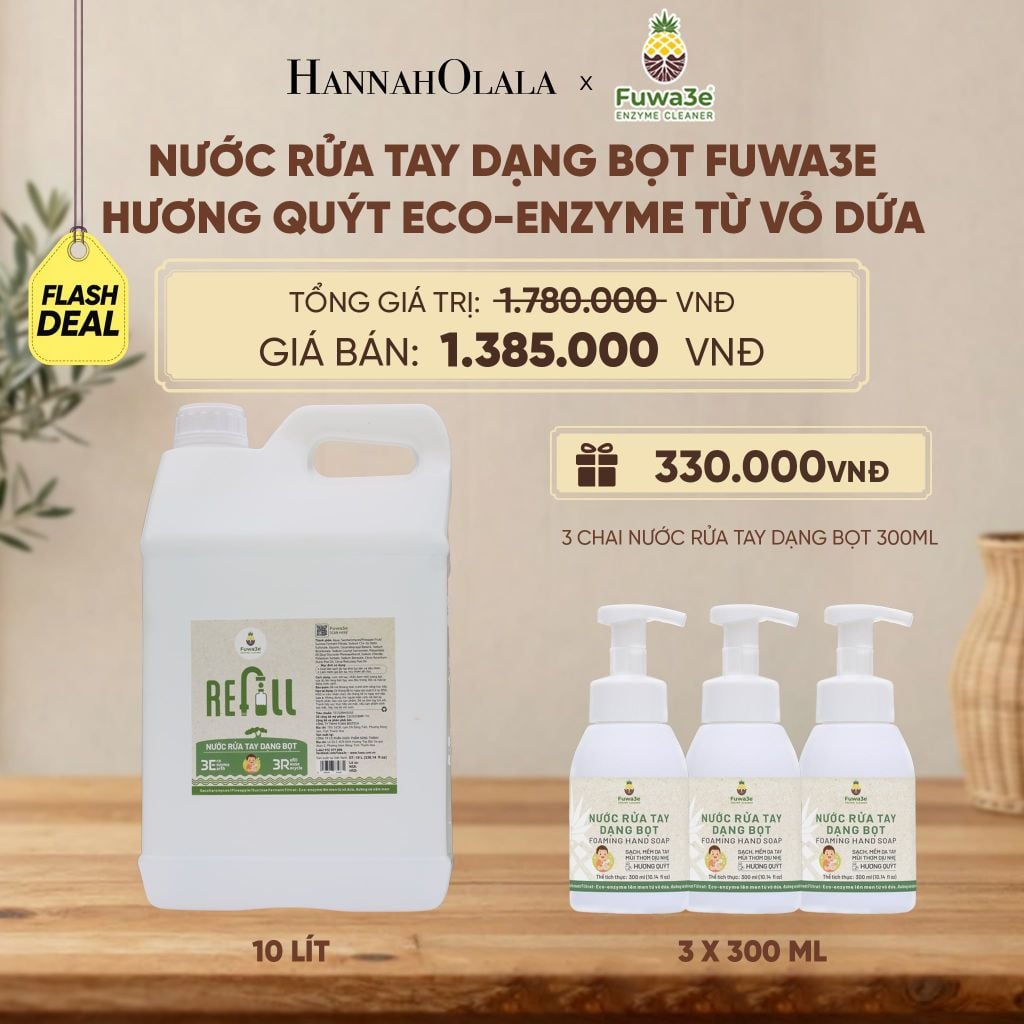  NƯỚC RỬA TAY FUWA3E ECO-ENZYME VỎ DỨA REFILL 10 LÍT - DEAL 23 - D197 