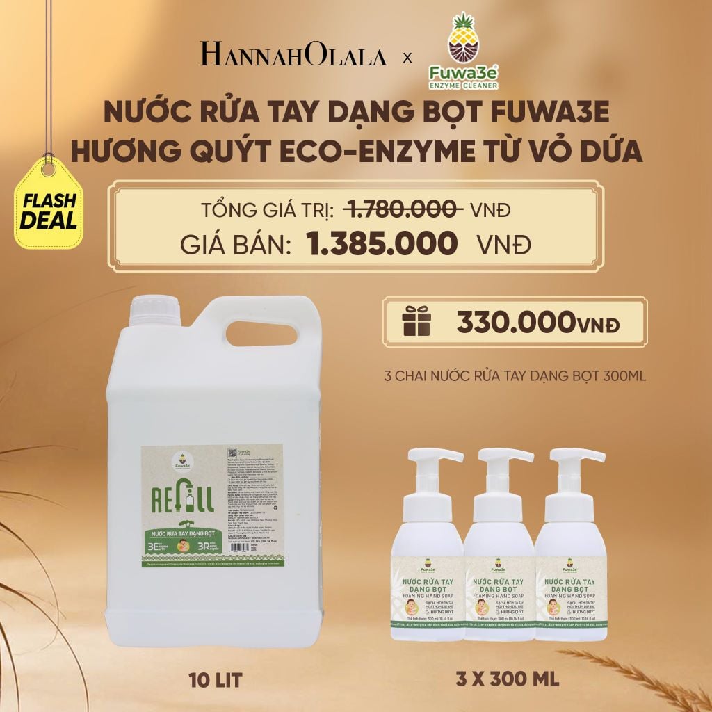  NƯỚC RỬA TAY FUWA3E ECO-ENZYME VỎ DỨA REFILL 10 LÍT - DEAL 23 - E34 
