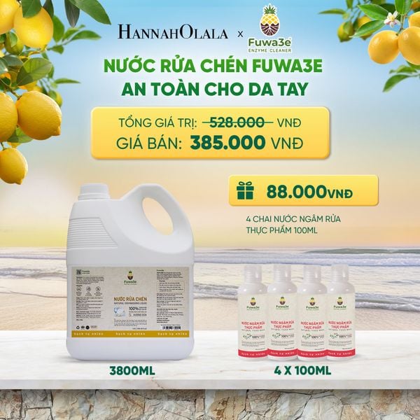  NƯỚC RỬA CHÉN FUWA3E ECO-ENZYME VỎ DỨA AN TOÀN CHO DA TAY 3.8L - DEAL 2 - A2526 