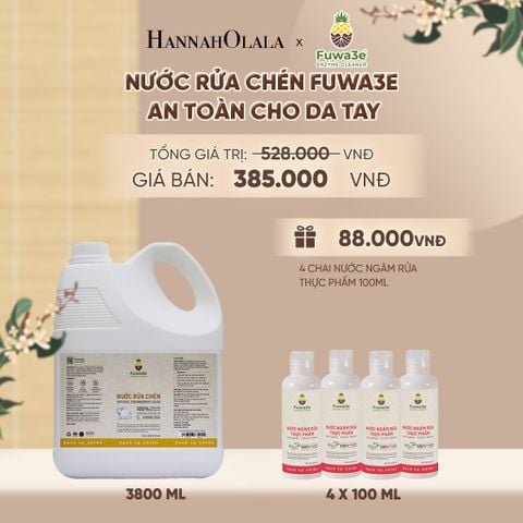  NƯỚC RỬA CHÉN FUWA3E ECO-ENZYME VỎ DỨA AN TOÀN CHO DA TAY 3.8L - DEAL 2 - A2171 