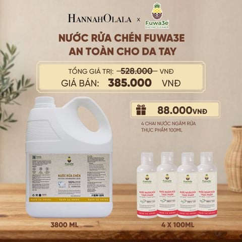  NƯỚC RỬA CHÉN FUWA3E ECO- ENZYME VỎ DỨA AN TOÀN CHO DA TAY 3.8L - DEAL 2 - D193 