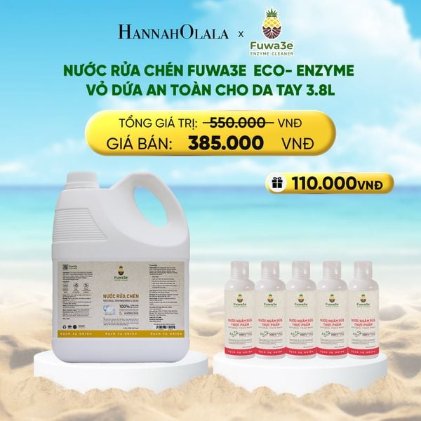  A1175_DEAL 2: NƯỚC RỬA CHÉN FUWA3E ECO- ENZYME VỎ DỨA AN TOÀN CHO DA TAY 3.8L 