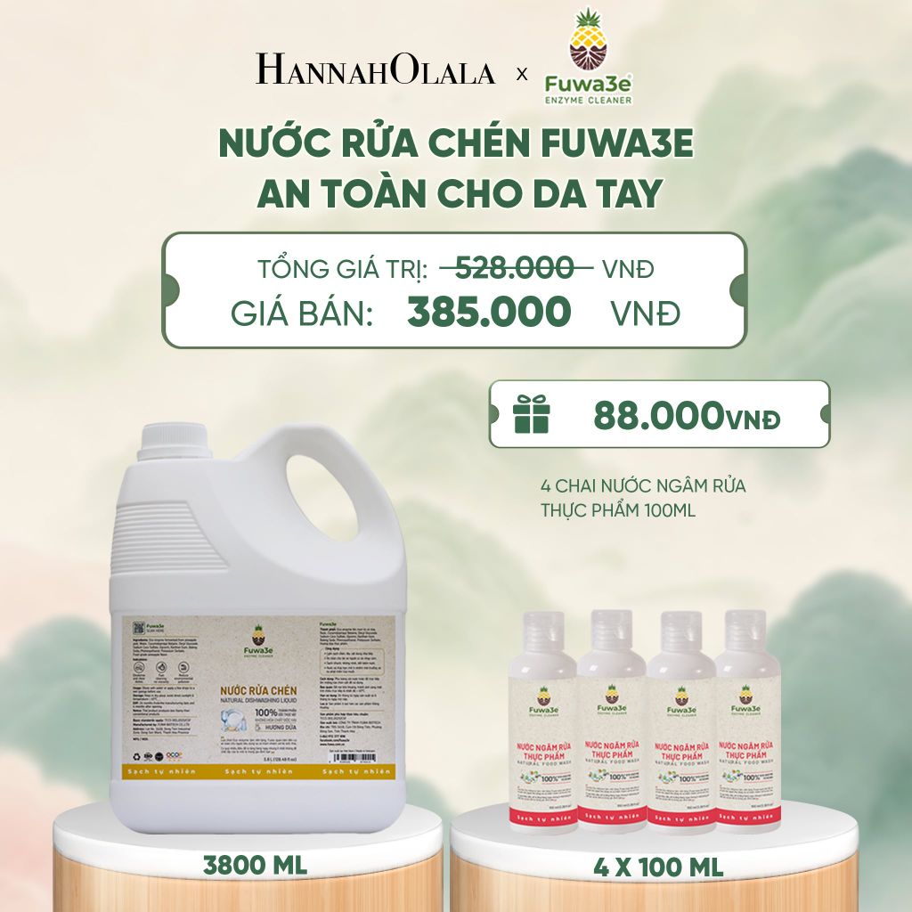  NƯỚC RỬA CHÉN FUWA3E ECO- ENZYME VỎ DỨA AN TOÀN CHO DA TAY 3.8L - DEAL 2 - A1948 