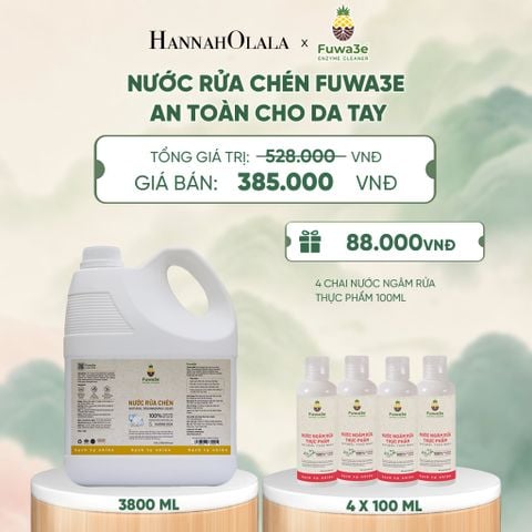  NƯỚC RỬA CHÉN FUWA3E ECO- ENZYME VỎ DỨA AN TOÀN CHO DA TAY 3.8L - DEAL 2 - A1948 