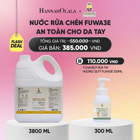  NƯỚC RỬA CHÉN FUWA3E ECO-ENZYME VỎ DỨA AN TOÀN CHO DA TAY 3.8L - DEAL 2_A1526 