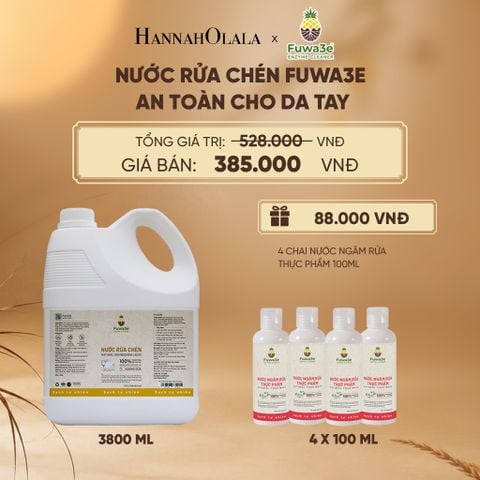 NƯỚC RỬA CHÉN FUWA3E ECO-ENZYME VỎ DỨA AN TOÀN CHO DA TAY 3.8L - DEAL 2 - E23 
