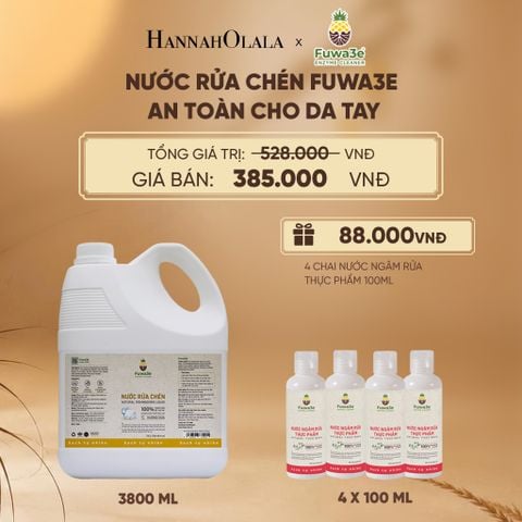  NƯỚC RỬA CHÉN FUWA3E ECO-ENZYME VỎ DỨA AN TOÀN CHO DA TAY 3.8L - DEAL 2 - E30 