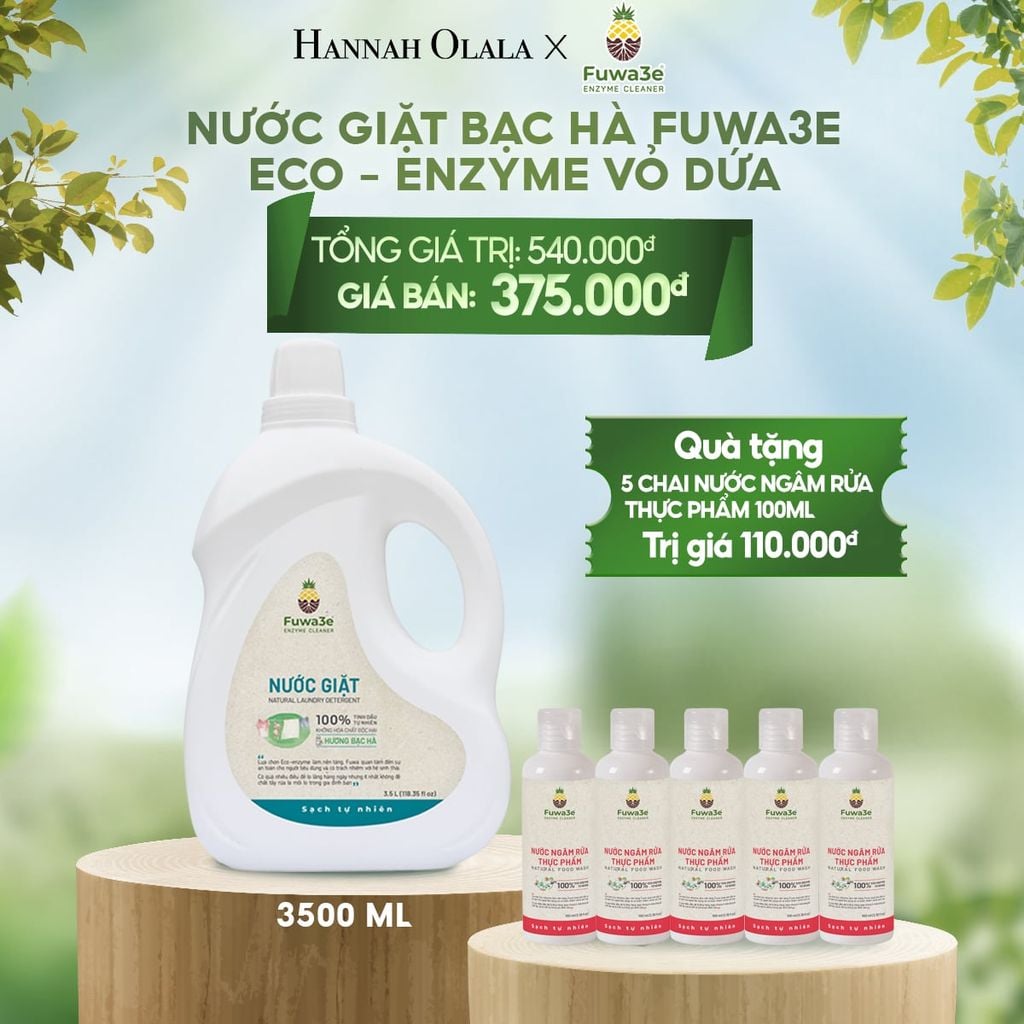 E14_DEAL 3: NƯỚC GIẶT BẠC HÀ FUWA3E PHÙ HỢP CHO ĐỒ LÓT ĐỒ LỤA VÀ AN TOÀN CHO EM BÉ 3.5L 