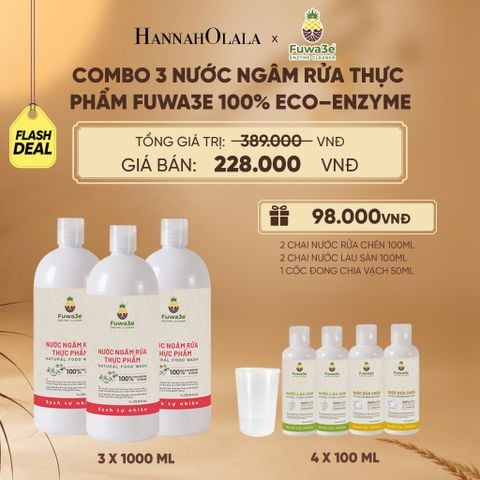  COMBO 3 CHAI NƯỚC NGÂM RỬA THỰC PHẨM FUWA3E LÀM SẠCH RAU CỦ QUẢ, KHỬ MÙI CÁ THỊT 1L - DEAL 4 - E36 