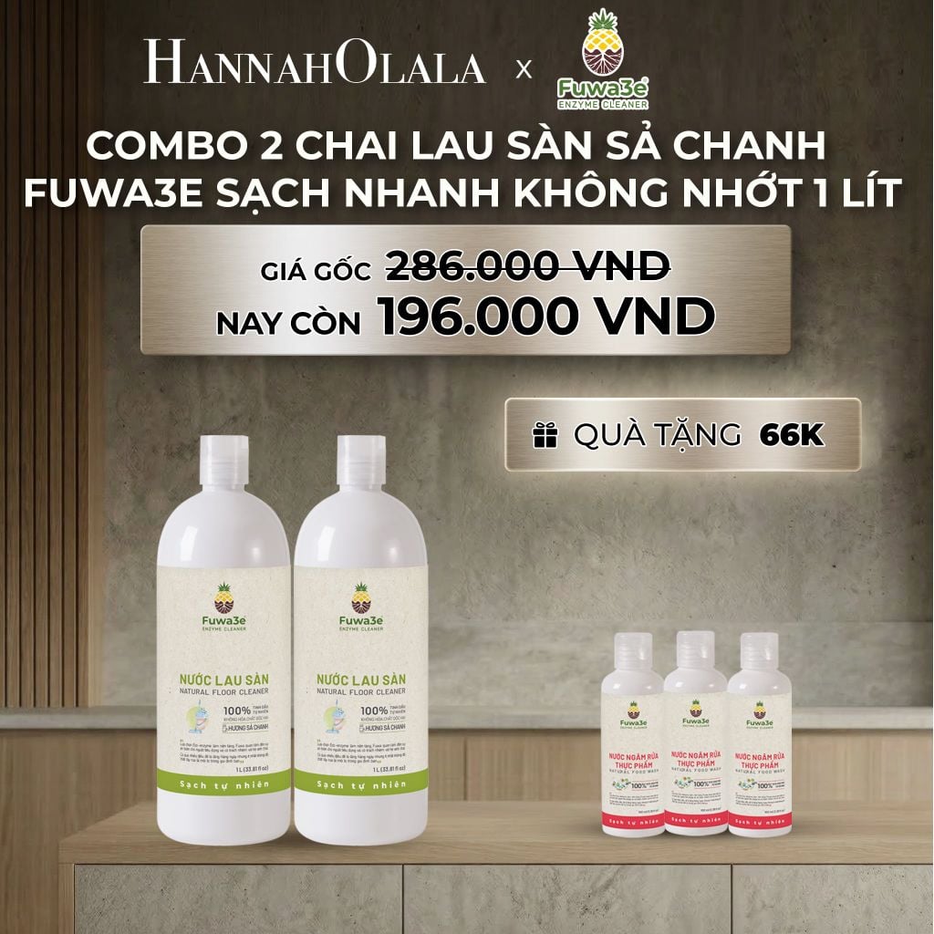  DEAL 5: COMBO 2 NƯỚC LAU SÀN SẢ CHANH FUWA3E SẠCH NHANH KHÔNG NHỚT, KHỬ MÙI HIỆU QUẢ 1L 