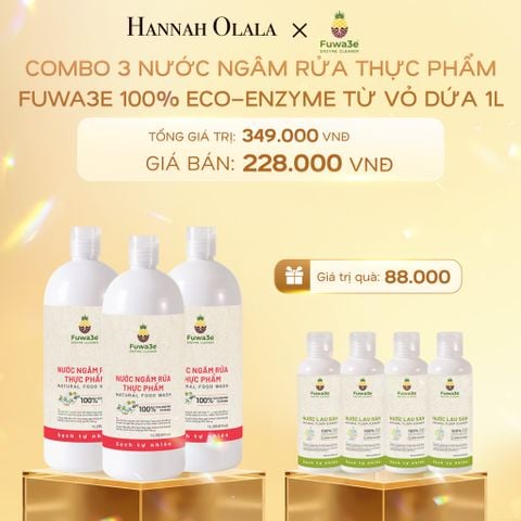  C416_DEAL 5: COMBO 3 CHAI NƯỚC NGÂM RỬA THỰC PHẨM FUWA3E LÀM SẠCH RAU CỦ QUẢ, KHỬ MÙI CÁ THỊT 1L 