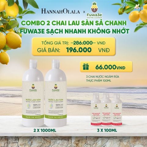  COMBO 2 NƯỚC LAU SÀN SẢ CHANH FUWA3E SẠCH NHANH KHÔNG NHỚT KHỬ MÙI HIỆU QUẢ 1L - DEAL 5 