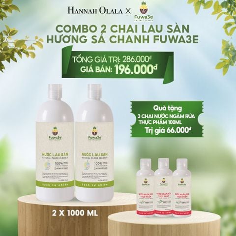  E16_DEAL 5: COMBO 2 NƯỚC LAU SÀN SẢ CHANH FUWA3E SẠCH NHANH KHÔNG NHỚT, KHỬ MÙI HIỆU QUẢ 1L 