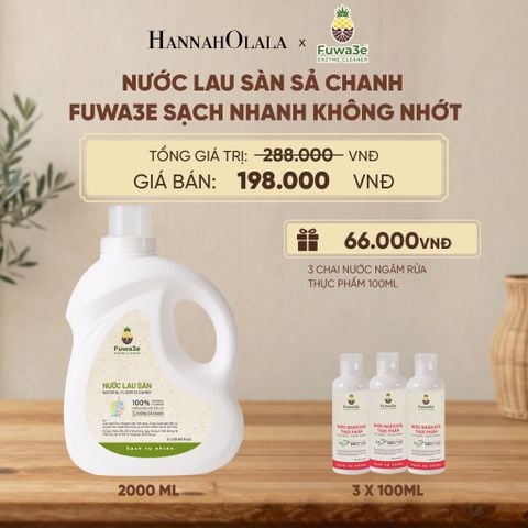  NƯỚC LAU SÀN SẢ CHANH FUWA3E SẠCH NHANH KHÔNG NHỚT, KHỬ MÙI HIỆU QUẢ 2L - DEAL 5 - D200 