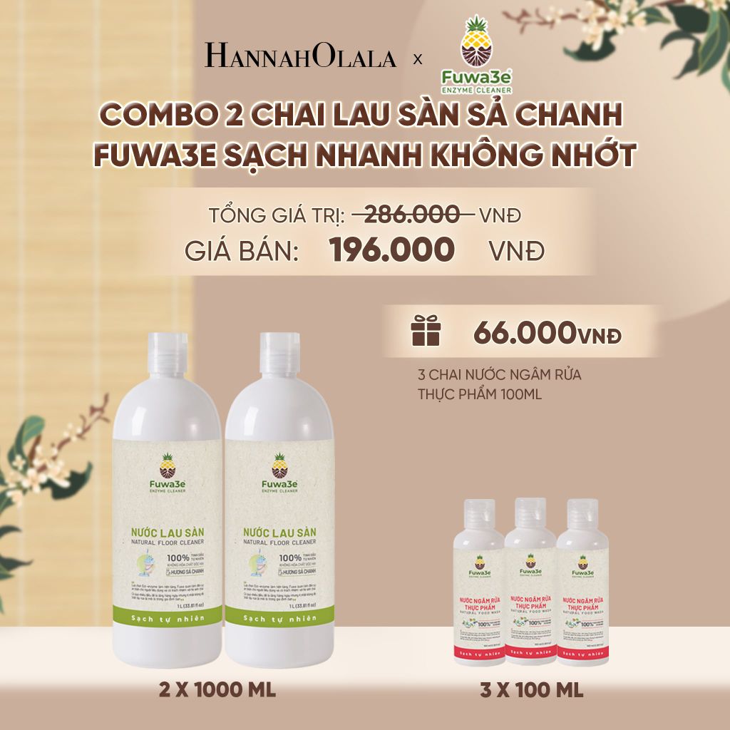  COMBO 2 NƯỚC LAU SÀN SẢ CHANH FUWA3E SẠCH NHANH KHÔNG NHỚT, KHỬ MÙI HIỆU QUẢ 1L - DEAL 5 - A2178 