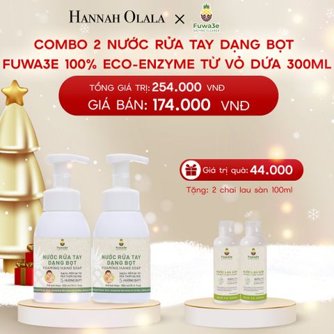  A58_DEAL 6: COMBO 2 NƯỚC RỬA TAY DẠNG BỌT FUWA3E 100% ECO - ENZYME TỪ VỎ DỨA 300ML 