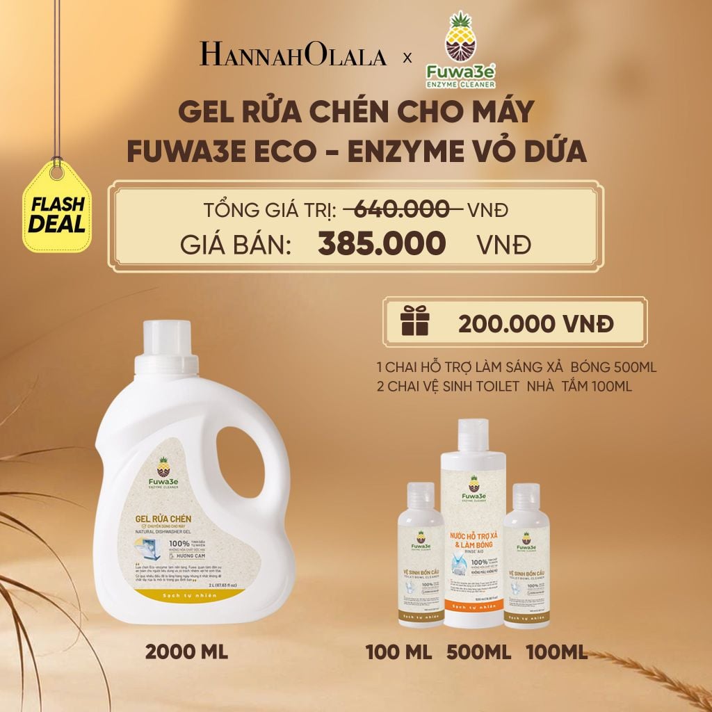  GEL RỬA CHÉN CHO MÁY FUWA3E 100% ECO-ENZYME VỎ DỨA AN TOÀN 2 LÍT - DEAL 6 - E27 