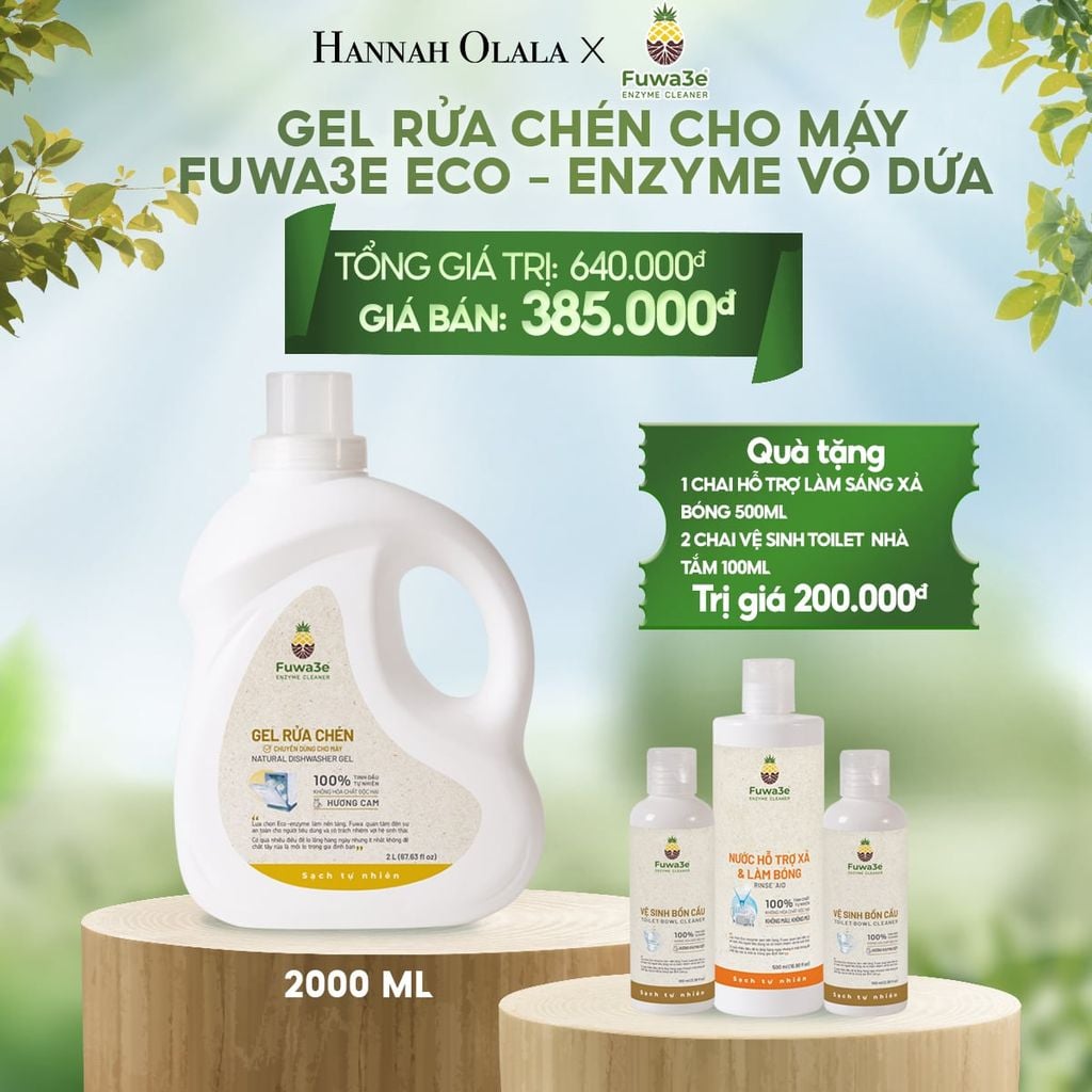  E17_DEAL 6: GEL RỬA CHÉN CHO MÁY FUWA3E 100% ECO- ENZYME VỎ DỨA AN TOÀN 2 LIT 