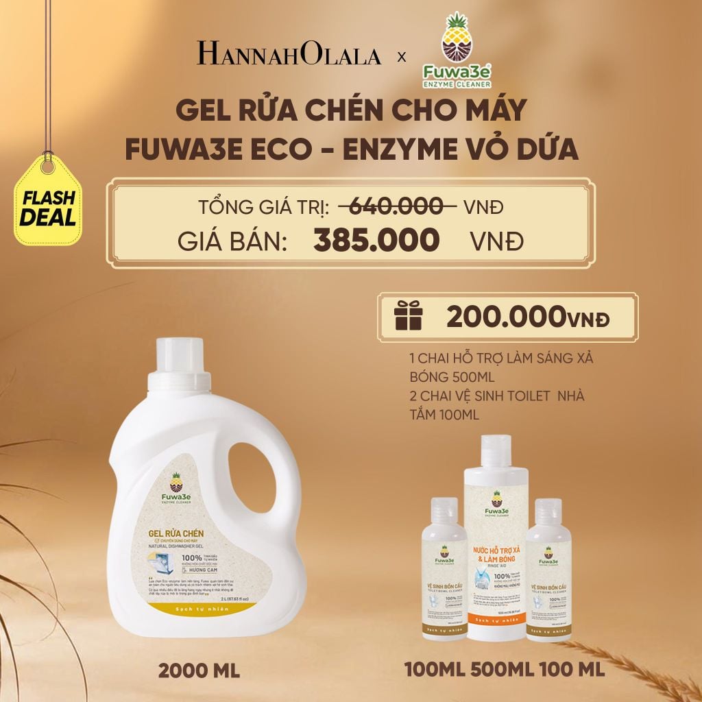  GEL RỬA CHÉN CHO MÁY FUWA3E 100% ECO-ENZYME VỎ DỨA AN TOÀN 2 LIT - DEAL 6 - E38 