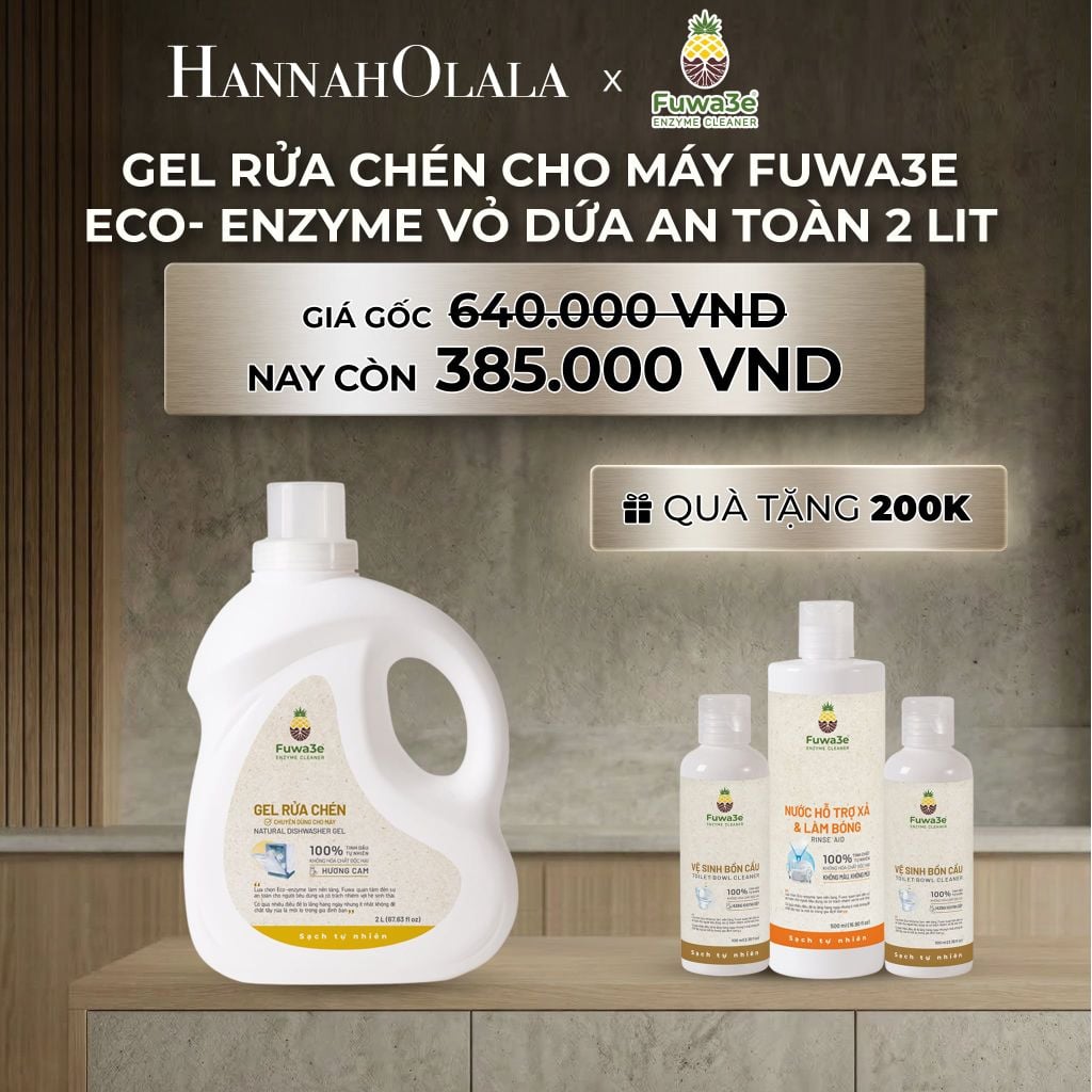  DEAL 6: GEL RỬA CHÉN CHO MÁY FUWA3E 100% ECO- ENZYME VỎ DỨA AN TOÀN 2 LIT 