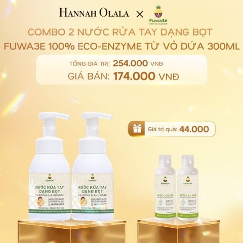  C417_DEAL 6: COMBO 2 NƯỚC RỬA TAY DẠNG BỌT FUWA3E 100% ECO - ENZYME TỪ VỎ DỨA 300ML 