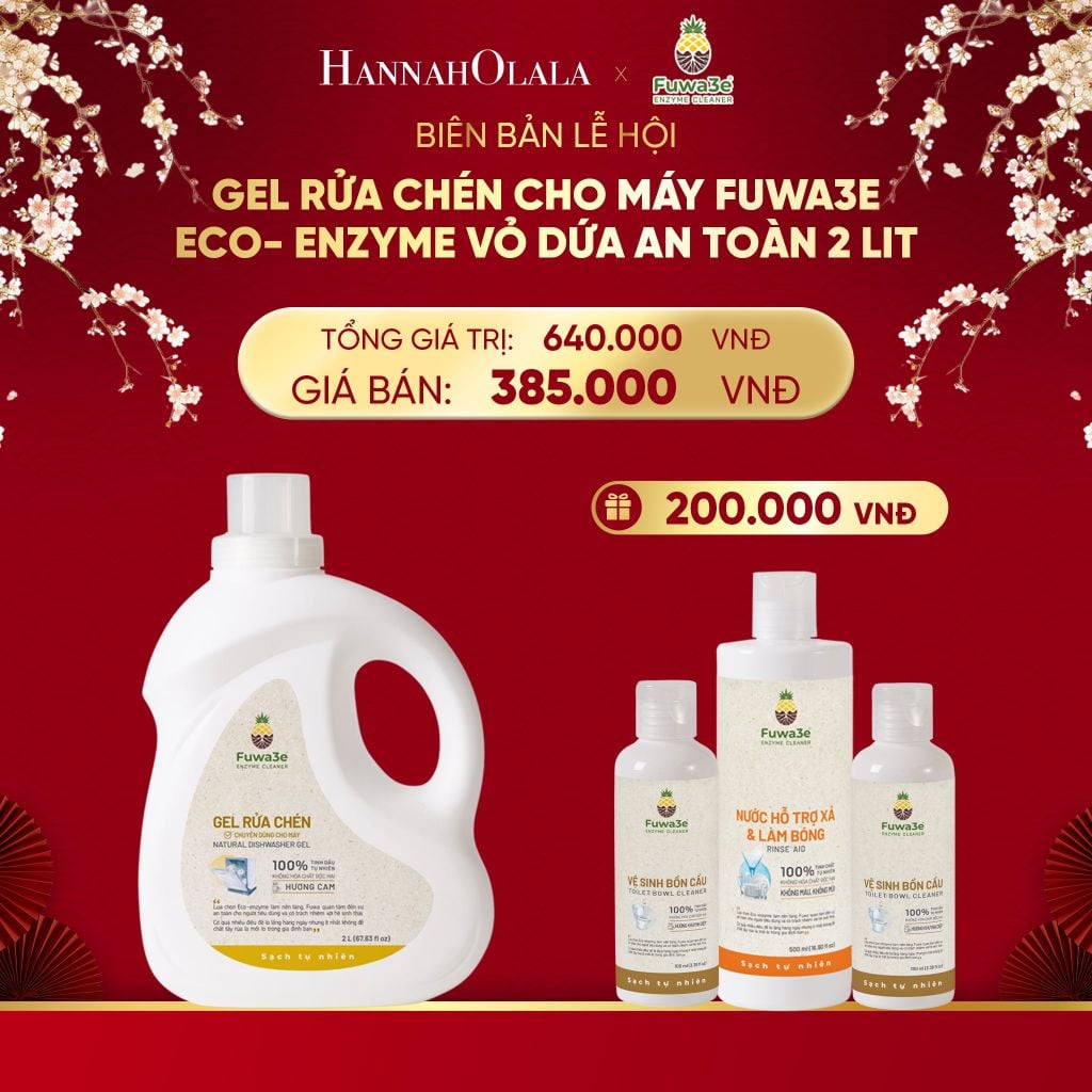  DEAL 7: GEL RỬA CHÉN CHO MÁY FUWA3E 100% ECO- ENZYME VỎ DỨA AN TOÀN 2 LIT 