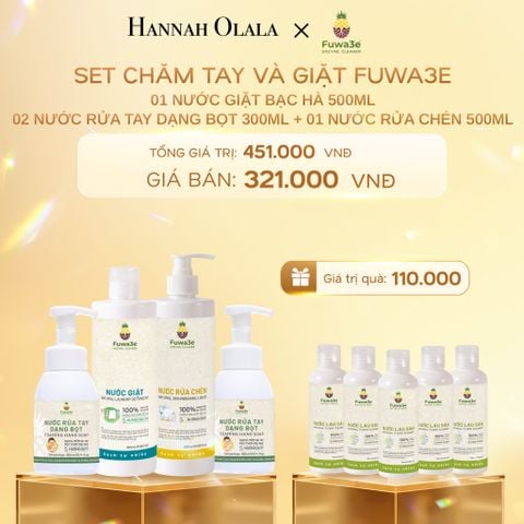  C419_DEAL 8: SET CHĂM TAY VÀ GIẶT: 01 NƯỚC GIẶT BẠC HÀ 500ML 02 NƯỚC RỬA TAY DẠNG BỌT 300ML 01 NƯỚC RỬA CHÉN 500ML 