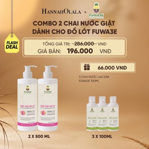  COMBO 2 NƯỚC GIẶT ĐỒ LÓT FUWA3E ECO-ENZYME TỪ VỎ DỨA - DEAL 9 - E30 